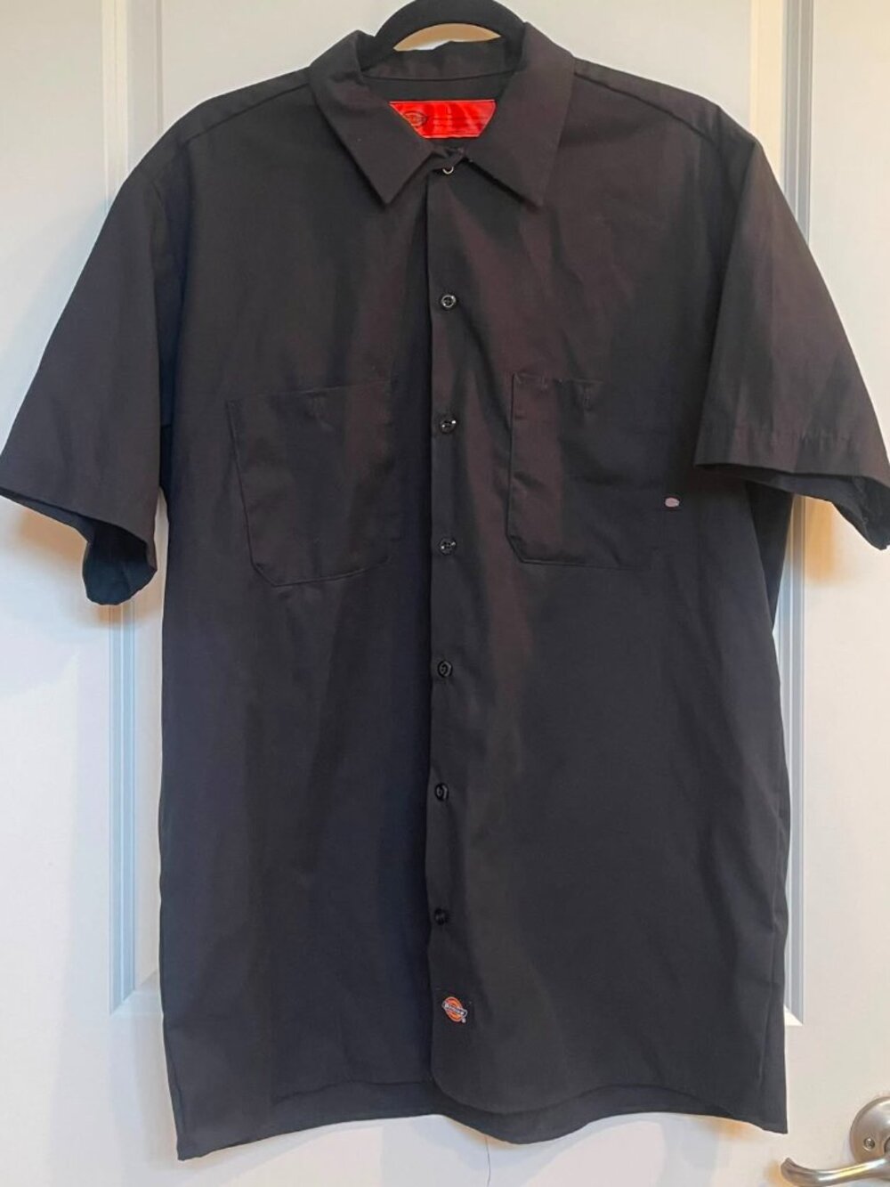 DICKIES Men’s Black Button Up Short Sleeve Shirt, Size L